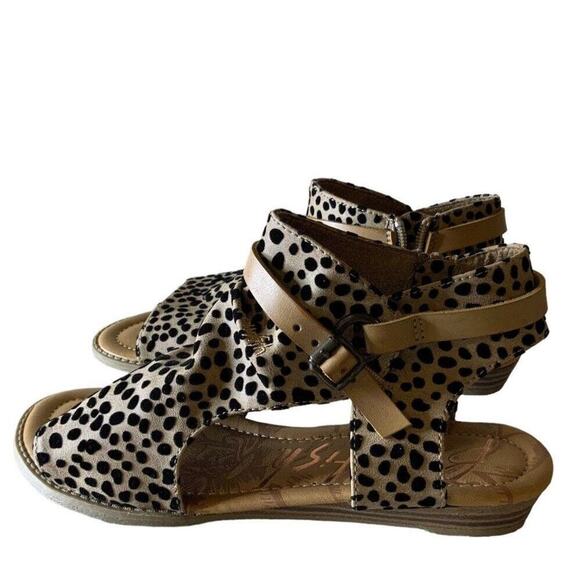 Blowfish Malibu Burnside Flat Sandals Women Size 8.5 Open Toe Animal Print Shoes - Picture 5 of 11